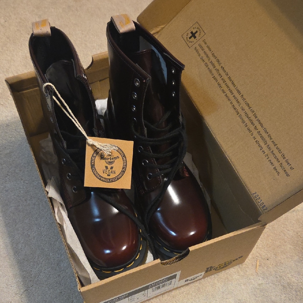 Dr. Martens Vegan Burgundy Boots